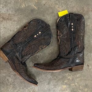 Corral Black Men's Western Cowboy Boots with Brown Accents